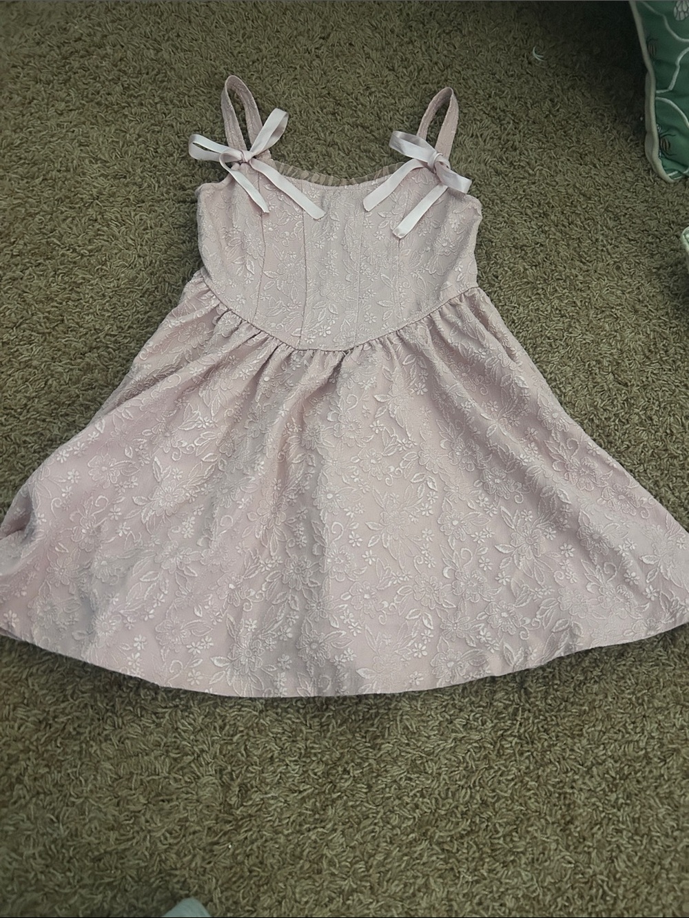 Pink floral dress with bows